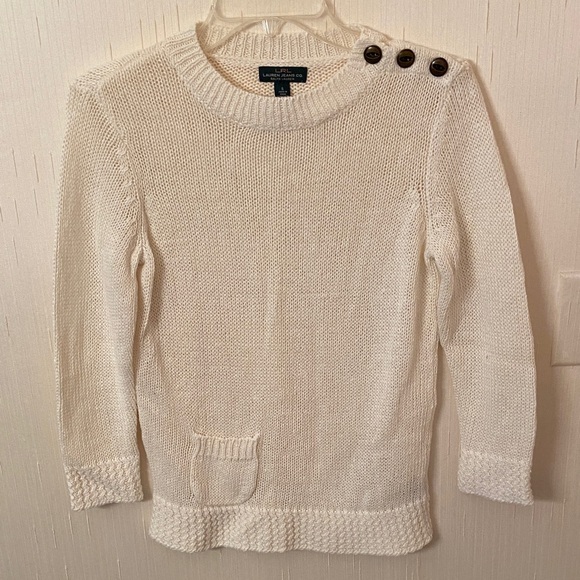 Ralph Lauren Cream Sweater with Button Detail - Picture 1 of 8